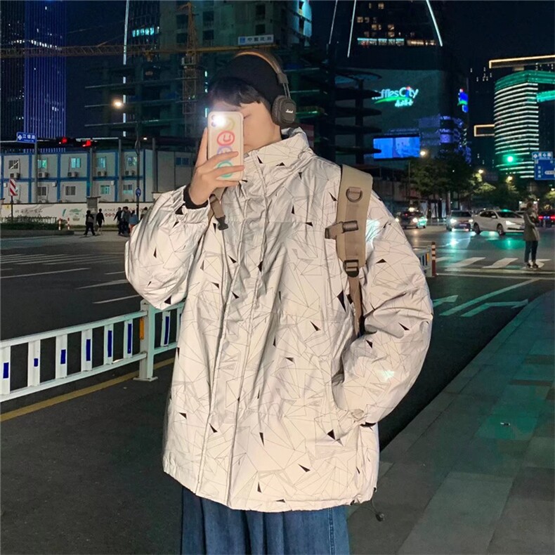 冬季立领反光衣男加厚ins潮牌帅气百搭宽松外套服W2243-P82,男装棉衣,星座512-4