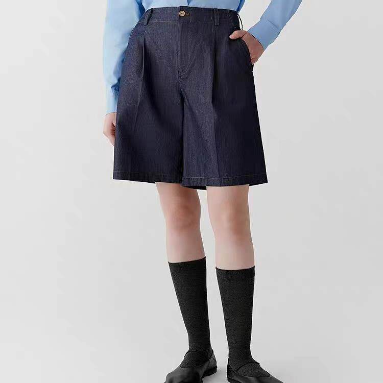 女装2025春季新款休闲百搭通勤棉弹轻薄牛仔短裤，女装牛仔裤，泰合衣坊