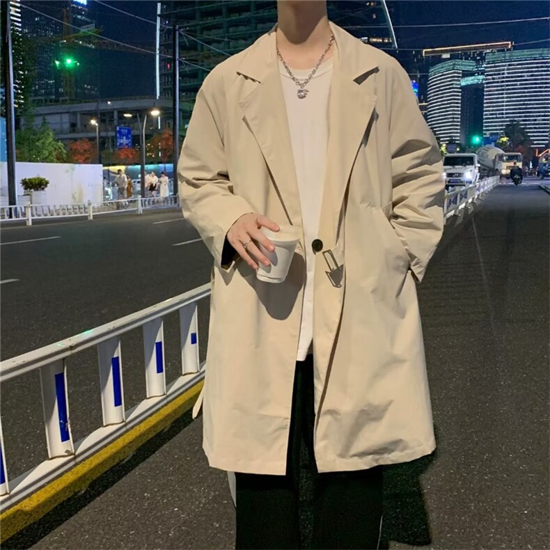 2022新款外套男韩版秋季风衣港风大衣男士宽松上衣服W3714-P55,男装风衣,星座512-2