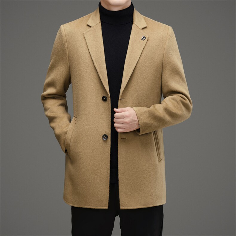 【皮尔卡丹专版】主推大货高端男装手工绵羊毛双面呢西服大衣，男装西服，钱塘723