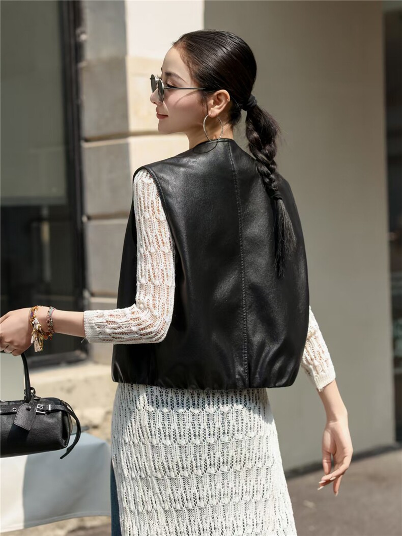 【春季女装新款】大量现货时尚百搭短款皮衣马甲外套,女装皮衣,缘衣格