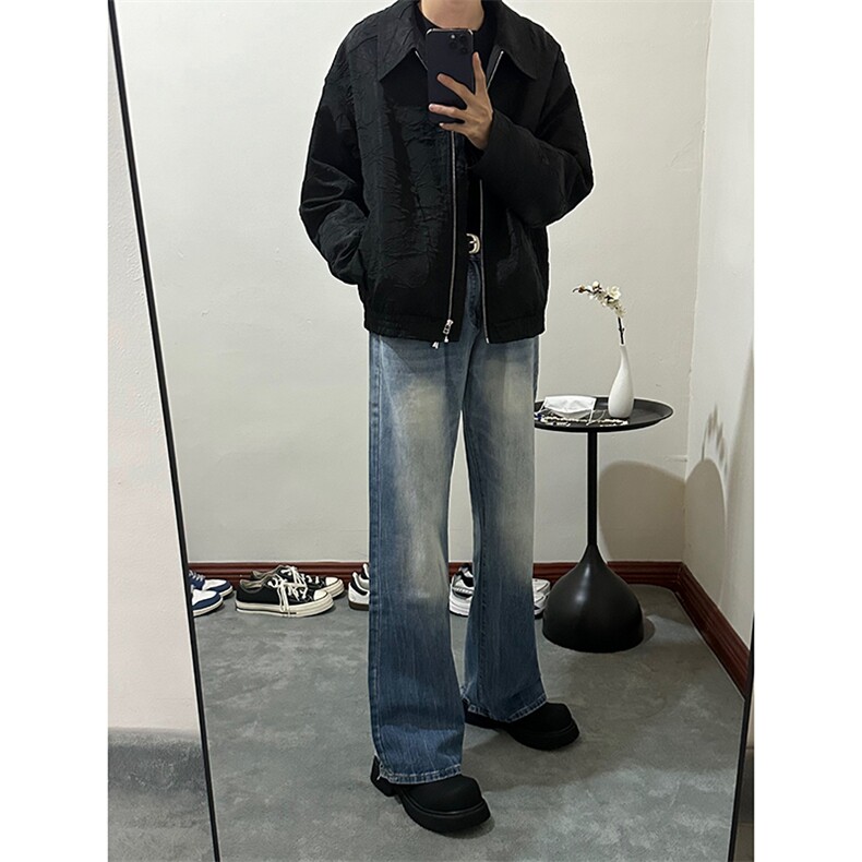 B221美式ins高街暗黑小众个性宽松直筒牛仔裤LK23140-P65控88,男装牛仔裤,电商B221