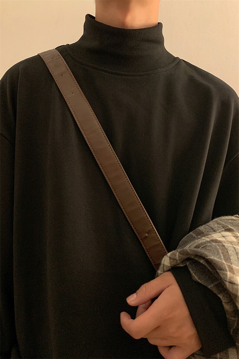 HD1438-TP35-控价48仿德绒卫衣加绒加厚纯色打底半高领T恤男,男装卫衣,电商A102-1
