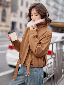 9117时尚加绒加厚派克服外套（毛领可脱卸）图片