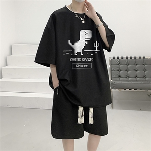 华夫格套装运动短袖t恤套装休闲两件套一套 HZ84315-P44图片