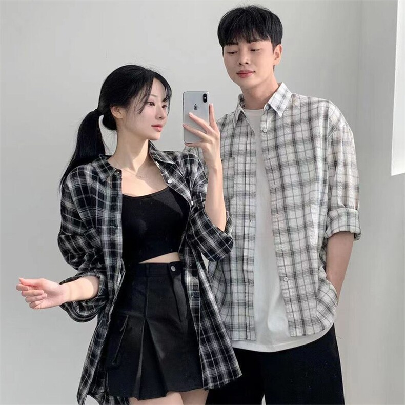 25春现货格子衬衫情侣长袖衬衣薄款防晒衫C902P55，男装衬衫，星座716A-1（原星座815）