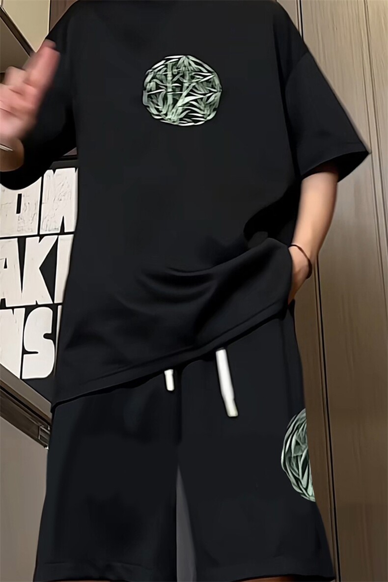 量大优供视频菠萝格套装刺绣短袖男大码M-5XTX27-特P23,男装休闲套装,电商B325