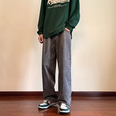 高街vibe风黑灰撞色字母刺绣直筒牛仔裤子秋季宽松阔腿XK8011P43，男装牛仔裤，星座1116-2