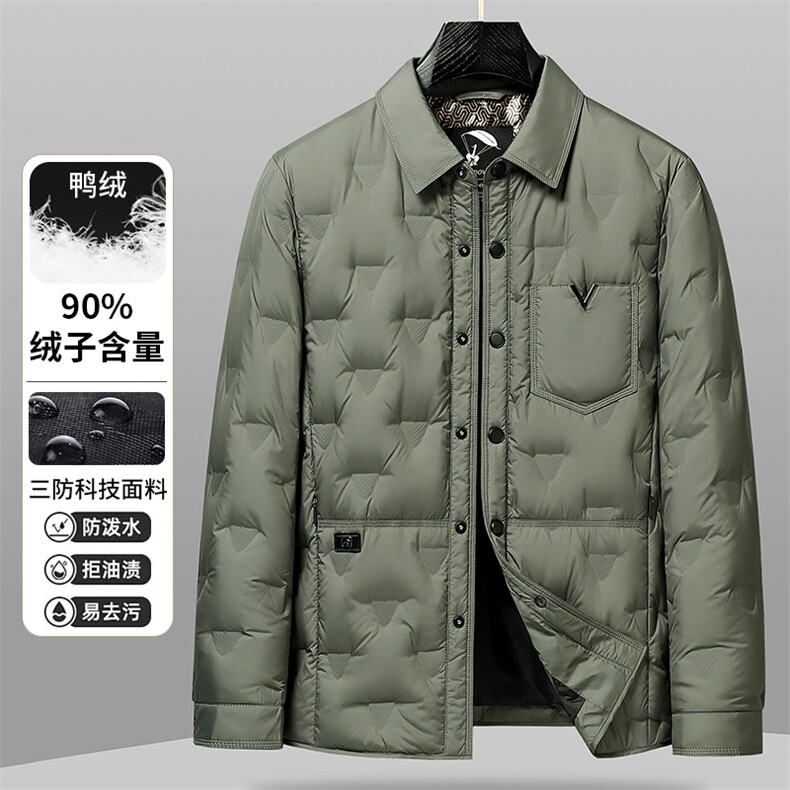 大货可主推！轻薄羽绒服夹克男士90绒衬衫领轻薄羽绒服外套,男装羽绒服,钱塘723