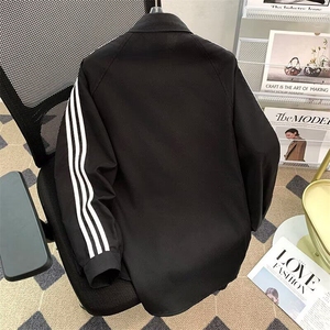 宽松衬衫男女长袖2025春秋季条纹织带学院风休闲衬衣-C1122图片