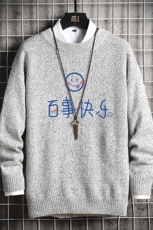 M19183-P45加绒款-P65加厚加绒毛衣男大码毛线衣男针织衫网格，男装针织衫/毛衣，电商A040A