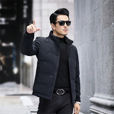 高端中年80白鹅绒羽绒服夹克冬季新款男士潮牌加厚立领羽绒服外套，男装羽绒服，钱塘723