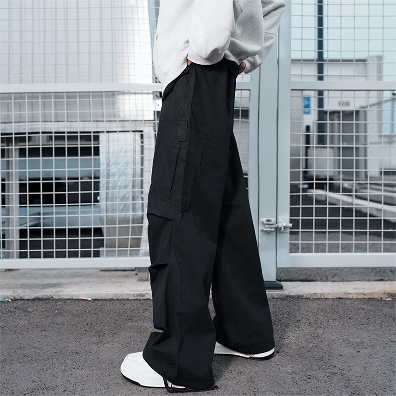 纯棉！美式阔腿工装裤男女宽松直筒休闲裤伞兵裤LY1002/p58,男装工装外套,电商B381-2