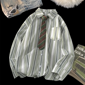 现货 CS7127-P50特 无差价 大码宽松高品质条纹长袖衬衫图片