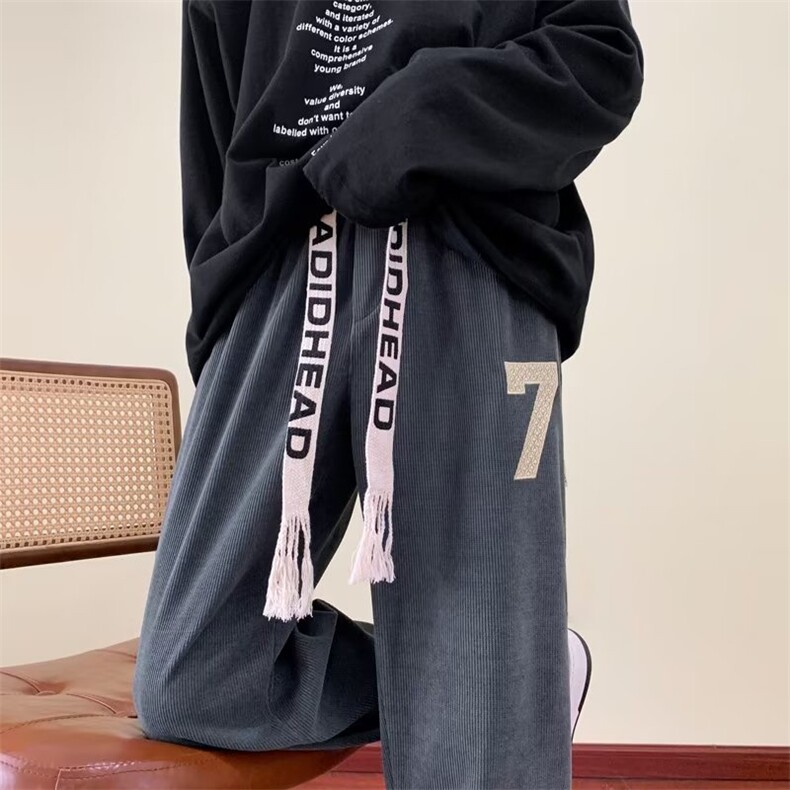 美式裤子男秋季宽松男裤运动卫裤束脚裤休闲长裤K7665-P30,男装休闲裤,星座1109-3