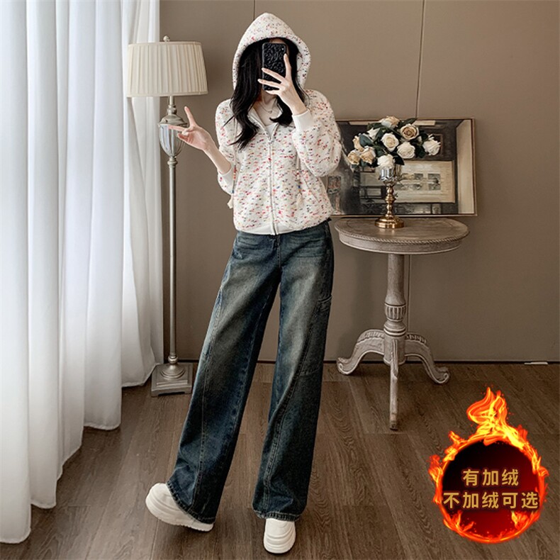 2025秋季新款休闲时尚套装女高级感洋气减龄彩色外套牛仔裤两件套,女装套装/套裙,江南