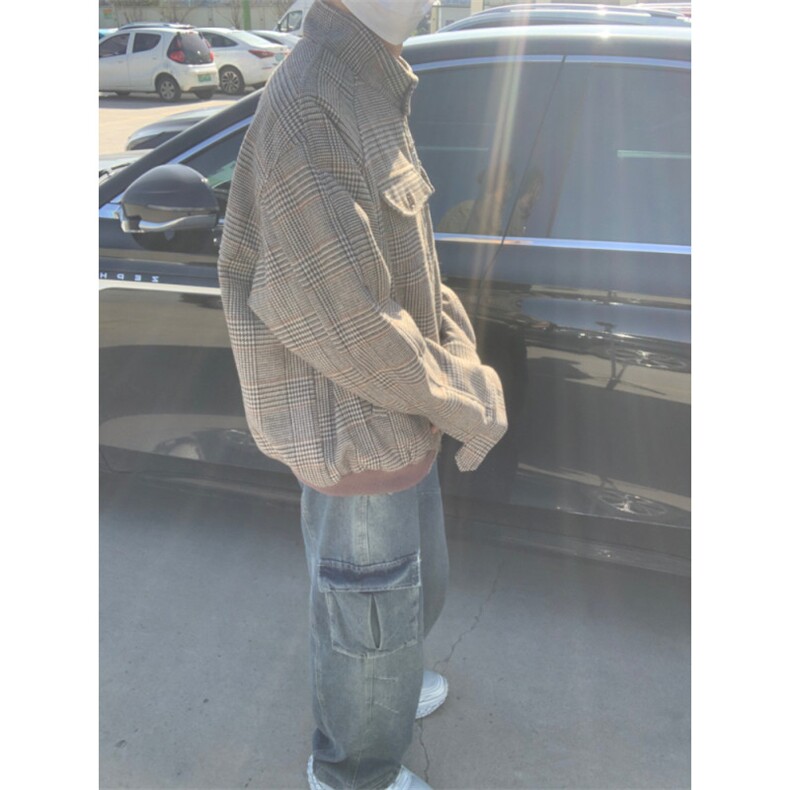威尔士亲王千鸟格哈灵顿短夹克设计感上衣JK001特P100加绒110,男装夹克,星座1004（原星座815-3）