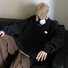华夫格港风春季新款多色小标宽松圆领卫衣JK23342特批24控39，男装卫衣，星座605(原A050)