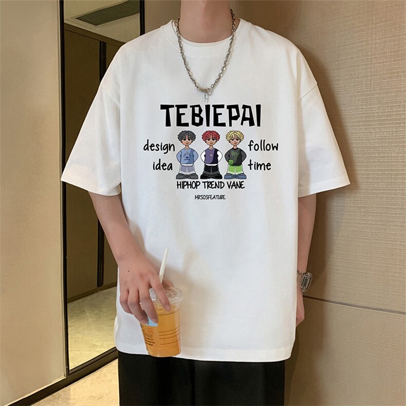T789P26大码宽松纯棉运动圆领体恤衫oversize短袖T恤男重磅T,男装T恤,星座304A-1