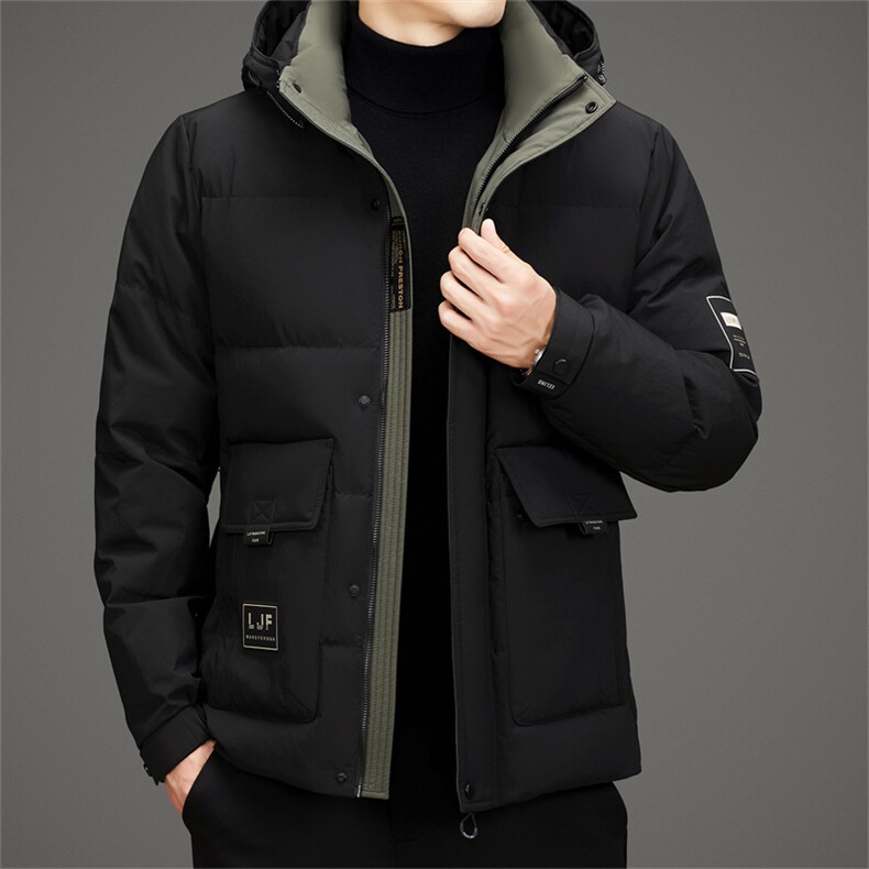 新款工装羽绒服外套男款冬季加厚可脱卸帽潮流时尚休闲羽绒服大衣图片