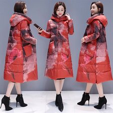 2020年冬季时尚气质优雅舒适宽松休闲口袋图案中长款长袖棉衣/棉服，女装棉衣/棉服，瑶迪依秀