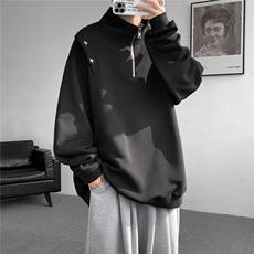 8XL-M星星铆钉半拉链卫衣大码重磅痞帅高街小众立领外套WY5109P58，女装短外套，电商B238