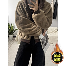 两面穿现货重磅短款座山雕棉衣男女双面穿毛毛绒棉服加厚外套，男装棉衣，电商A443
