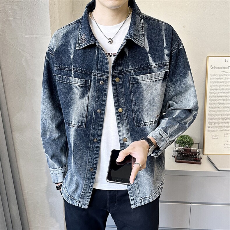 C317-59931-P1452025春季新款渐变水洗重工艺牛仔夹克外套男，男装工装外套，电商C317