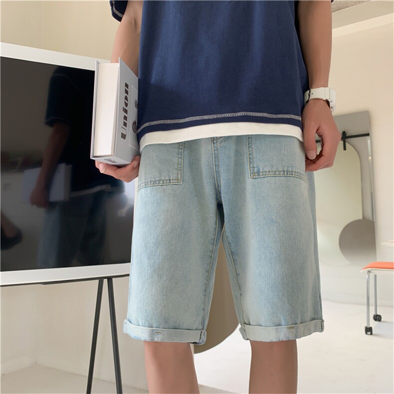 牛仔短裤男士宽松百搭夏季新款直筒韩版潮牌休闲五分裤dk682-p35,男装牛仔裤,星座1008