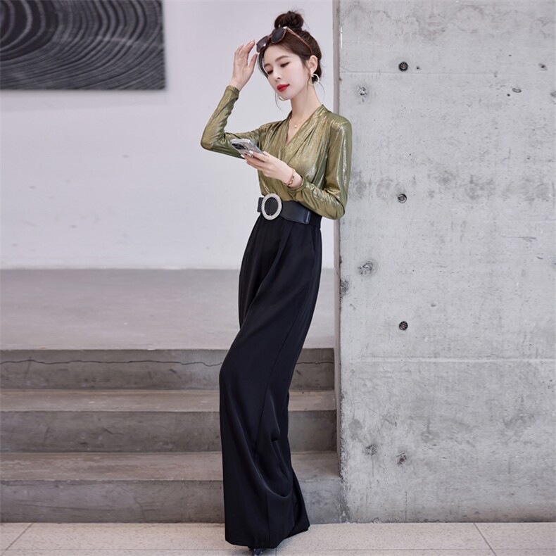 欧货时尚连体裤女2024夏新款女高腰修身阔腿裤垂感连衣裤职业,女装连体裤,微微衣阁