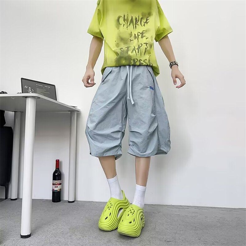 七分裤男女韩版潮流褶皱帅气百搭宽松2025夏季ins短裤K6408-P36,男装牛仔裤,星座412-3