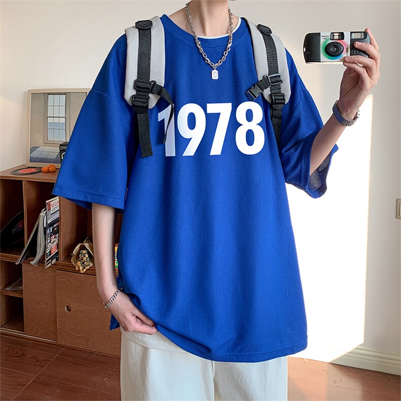 ！2024夏季新款男士字母印花华夫格短袖T恤半袖TXH331P25,男装T恤,电商B220