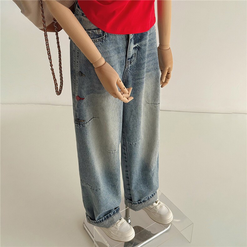 个性简约时尚减龄套装女夏新款修身显瘦圆领短袖上衣牛仔裤两件套,女装套装/套裙,江南