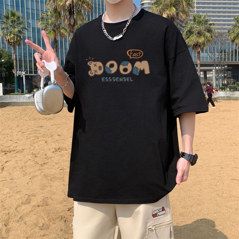 港风夏季重磅纯棉宽松230克圆领五分短袖T恤-T701-P20,男装T恤,星座310B