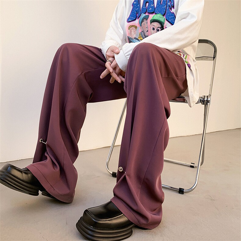 现货冰丝那不勒斯休闲西裤男高级感宽松垂感直筒裤女KK388-P60,男装西裤,星座205