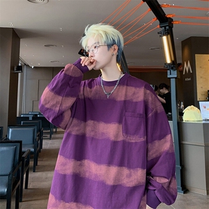 美式复古条纹印染设计感情侣百搭卫衣男女XZ225-3-WY07-P45控75图片