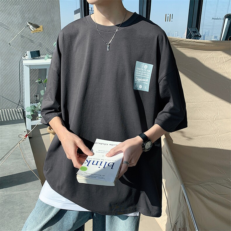 DX56P35港风纯短袖青少年学生百搭休闲潮流宽松T恤纯上衣,男装T恤,星座1204-3