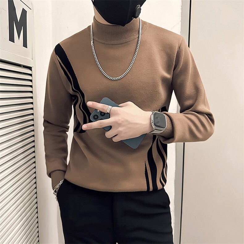 社会小伙痞帅修身男拼色套头毛衣社会小伙店主风301C-M38P78控108,男装针织衫/毛衣,星座301C（原B323）