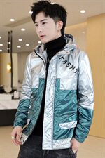 冬季亮上拼羽棉服男模特加厚夹克保暖外套工装棉衣绿871加绒，男装夹克，星座1207