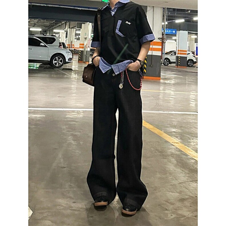 美式假两件格纹短袖t恤女夏季设计感小众polo衫上衣LY50700-p39,男装T恤,星座1008
