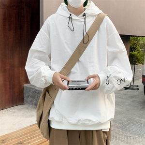 美式重磅抽绳连帽卫衣男春秋季oversize外套青少年潮牌 WY110图片