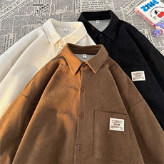 衬衫男2025春季灯芯绒新款港风宽松大码长袖衬衣CS025-P38，男装衬衫，星座214-3