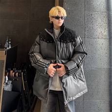 PU皮棉服冬季宽松港风棉衣立领冬装棉袄外套男MY249-特P105控168，男装棉衣，电商B370