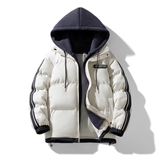 现货抖音得物供视频三防加厚羽绒假两件连帽棉衣外套棉服MY8082，男装棉衣，电商A486