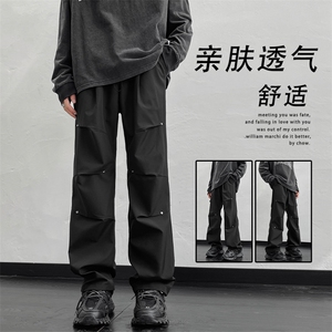 机能风秋季休闲宽松百搭高街潮流伞兵工装直筒长裤子K730-特批-35图片