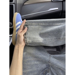 1506-1/K2101/p46美式复古斜切弯刀牛仔裤男款秋冬显瘦微喇裤子图片