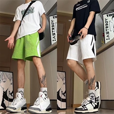 现货特批P17YK86007发泡格子拼接短裤速干五分裤男女，男装牛仔裤，电商A086-1