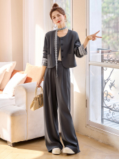 2025年新款时尚小西装阔腿裤两件套春季穿搭一整套高级感减龄套装，女装套装/套裙，依如秀(原杭风阁)