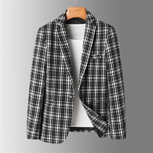 春秋薄款时尚西装韩版格子便服单西男装外套潮电商A056-9980P95