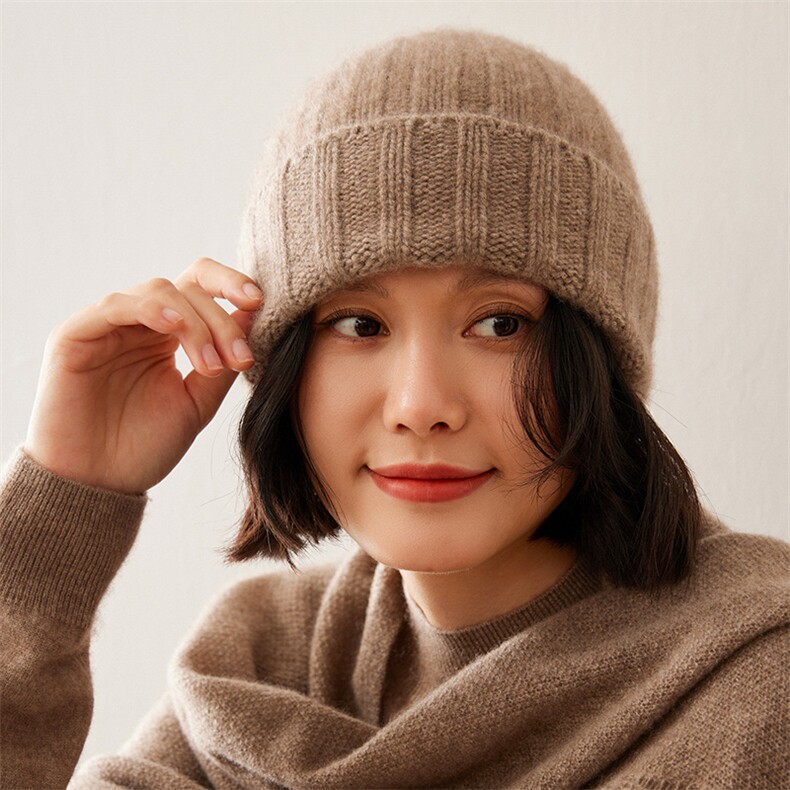 羊绒帽子秋冬新款女士保暖百搭毛线帽图片